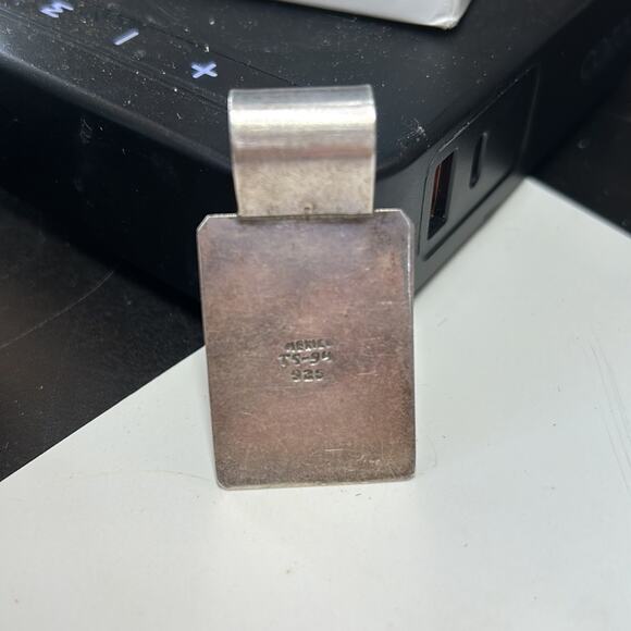 Taxco Mexico TS-94 925 Sterling Silver Mahogany Obsidian Pendant - Picture 6 of 7